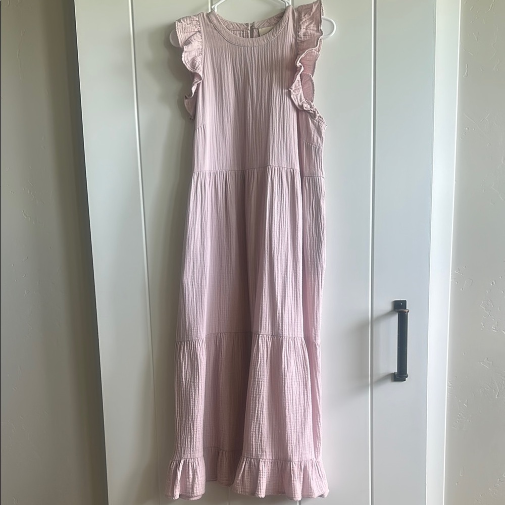 Universal Thread Pink Tiered Maxi Dress with Ruffle Sleeves